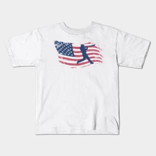Vintage American Flag Baseball Kids T-Shirt